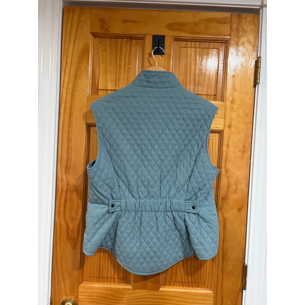 Barbour Quilted Vest Blue Diamond Quilt Zip Pockets Women’s US 10 UK 14 - Picture 9 of 11